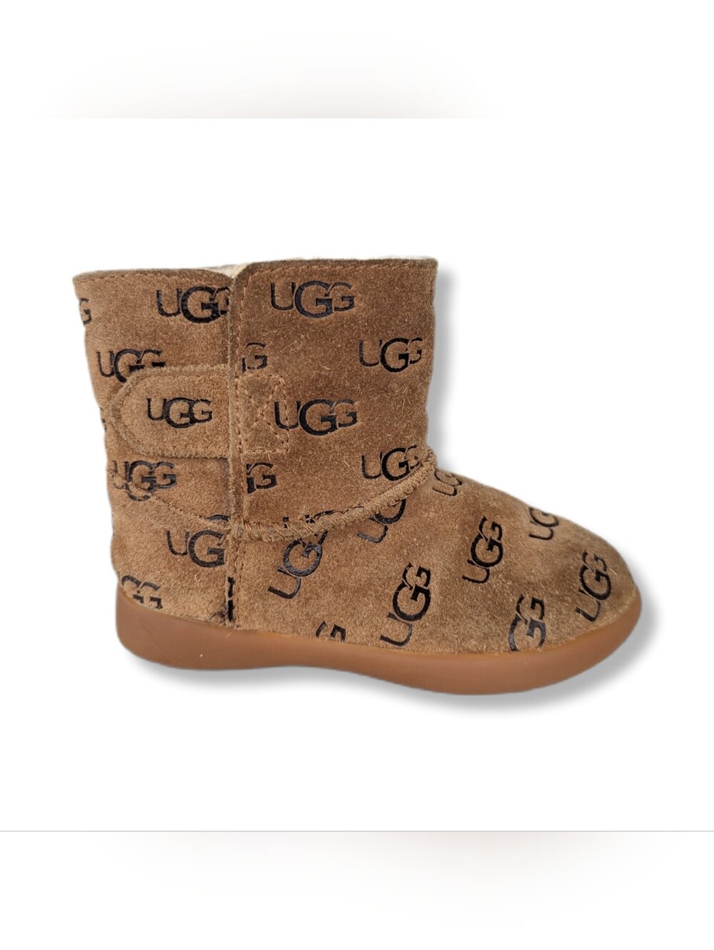UGG Kids Logo Print Chestnut Brown Suede Winter Boots